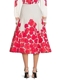 Placed Poppy Midi-Skirt