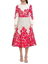 Placed Poppy Midi-Skirt