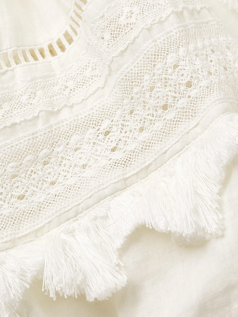 Bibbed Linen Ruffle Shirt