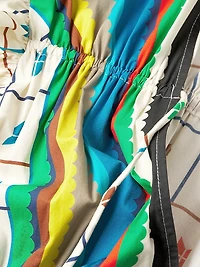 Stripe & Check Tiered Peasant Dress