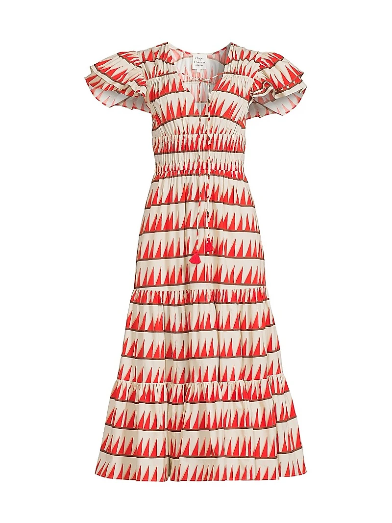 Tiered Peasant Midi-Dress