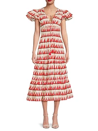 Tiered Peasant Midi-Dress