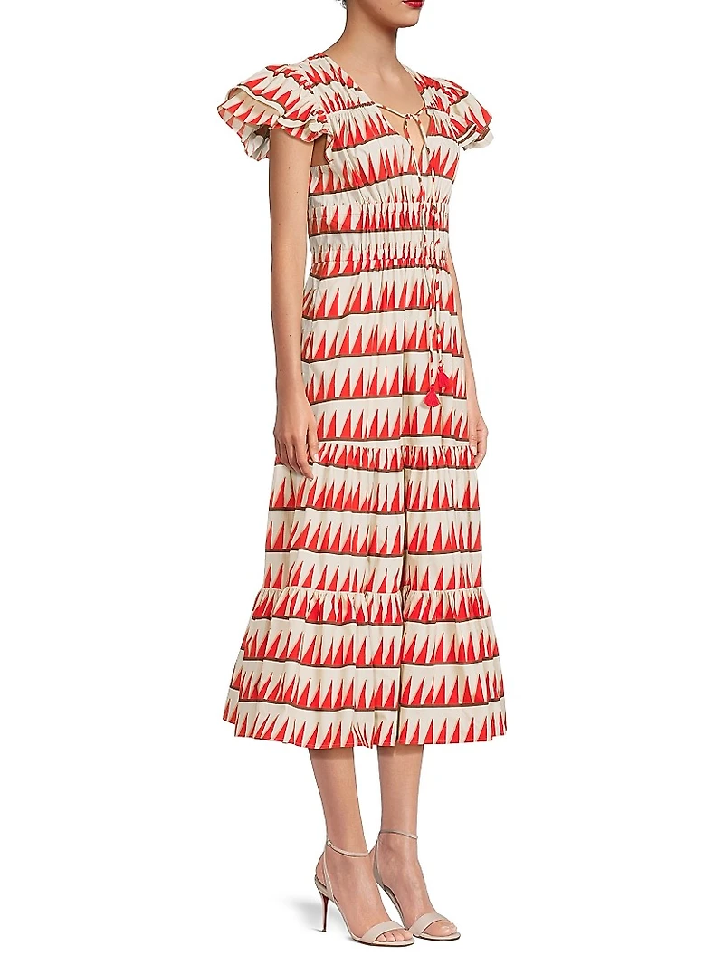 Tiered Peasant Midi-Dress