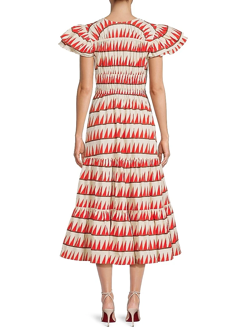 Tiered Peasant Midi-Dress