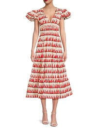 Tiered Peasant Midi-Dress