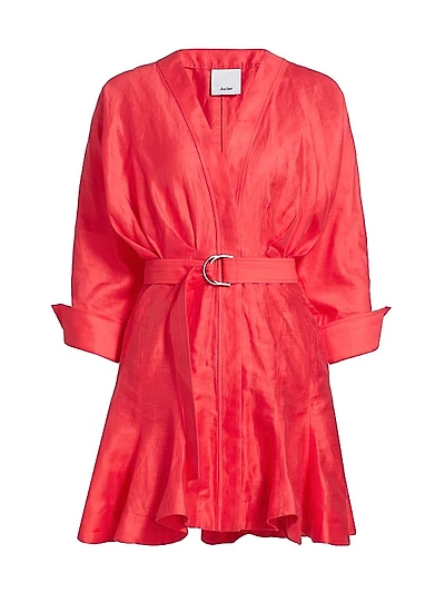 Fairyhill V-Neck Linen-Blend Minidress