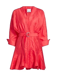 Fairyhill V-Neck Linen-Blend Minidress