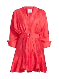 Fairyhill V-Neck Linen-Blend Minidress