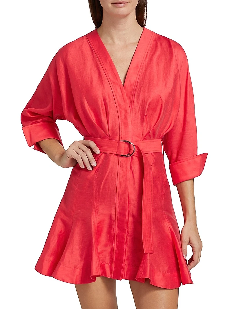 Fairyhill V-Neck Linen-Blend Minidress