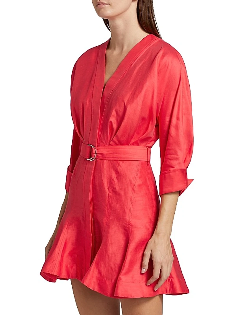 Fairyhill V-Neck Linen-Blend Minidress