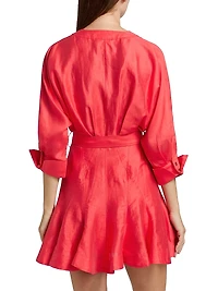 Fairyhill V-Neck Linen-Blend Minidress