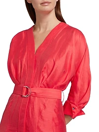 Fairyhill V-Neck Linen-Blend Minidress