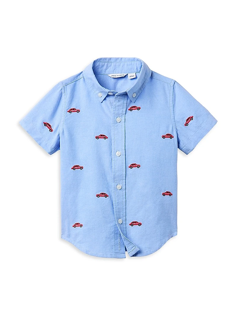 Little Boy's & Embroidered Oxford Shirt Shorts Set