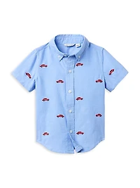 Little Boy's & Embroidered Oxford Shirt Shorts Set