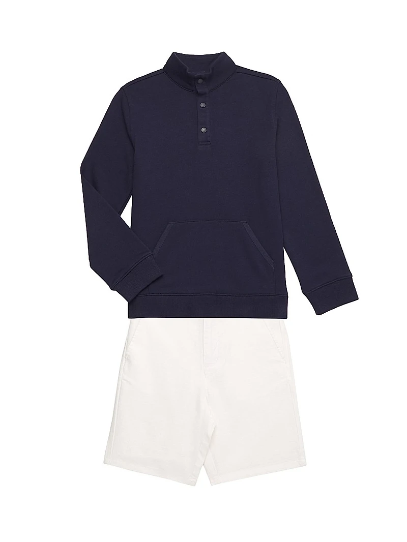 Little Boy's & French Terry Sweater Shorts Set