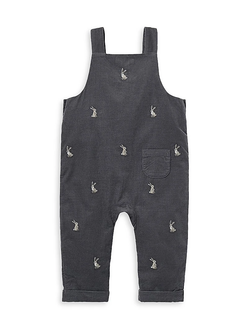 Baby Boy's Bodysuit & Embroidered Corduroy Overalls Set