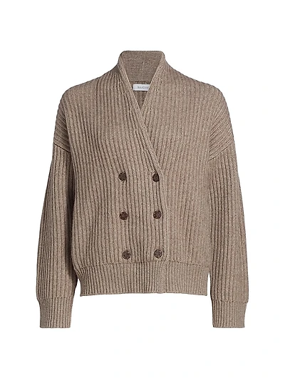 Rib-Knit Double-Breasted Jacket