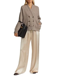 Rib-Knit Double-Breasted Jacket