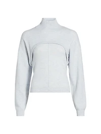 Cashmere Two-Piece Pintuck Turtleneck Sweater