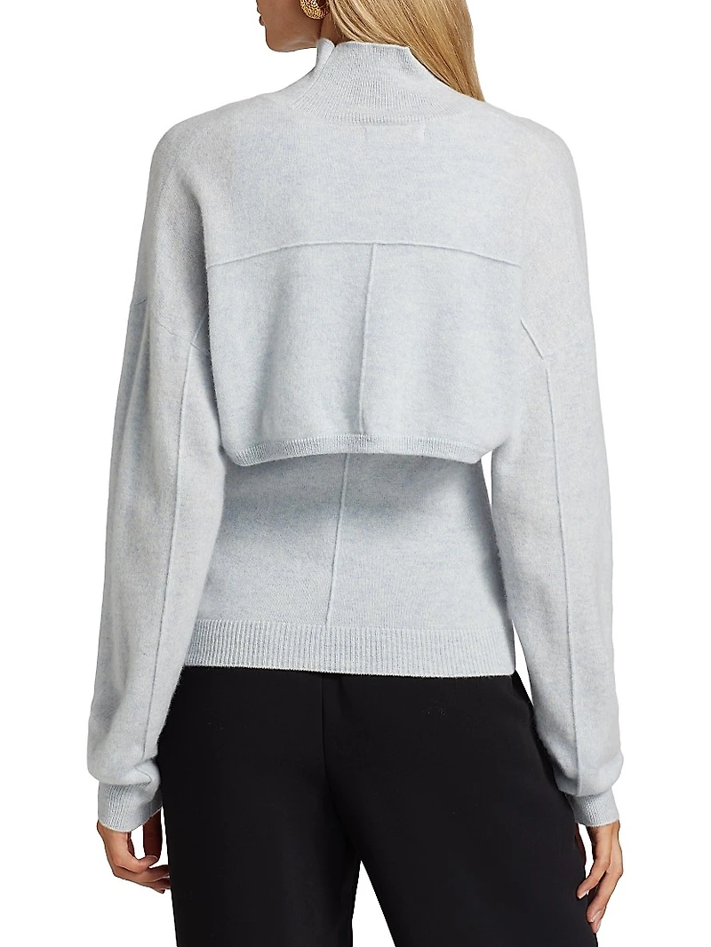 Cashmere Two-Piece Pintuck Turtleneck Sweater