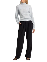 Cashmere Two-Piece Pintuck Turtleneck Sweater