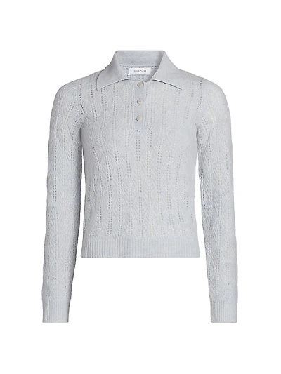 Cashmere Pointelle-Knit Polo Sweater