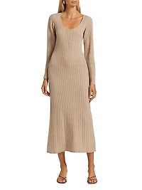 Wool & Cashmere Cable-Knit Midi-Dress