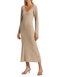 Wool & Cashmere Cable-Knit Midi-Dress