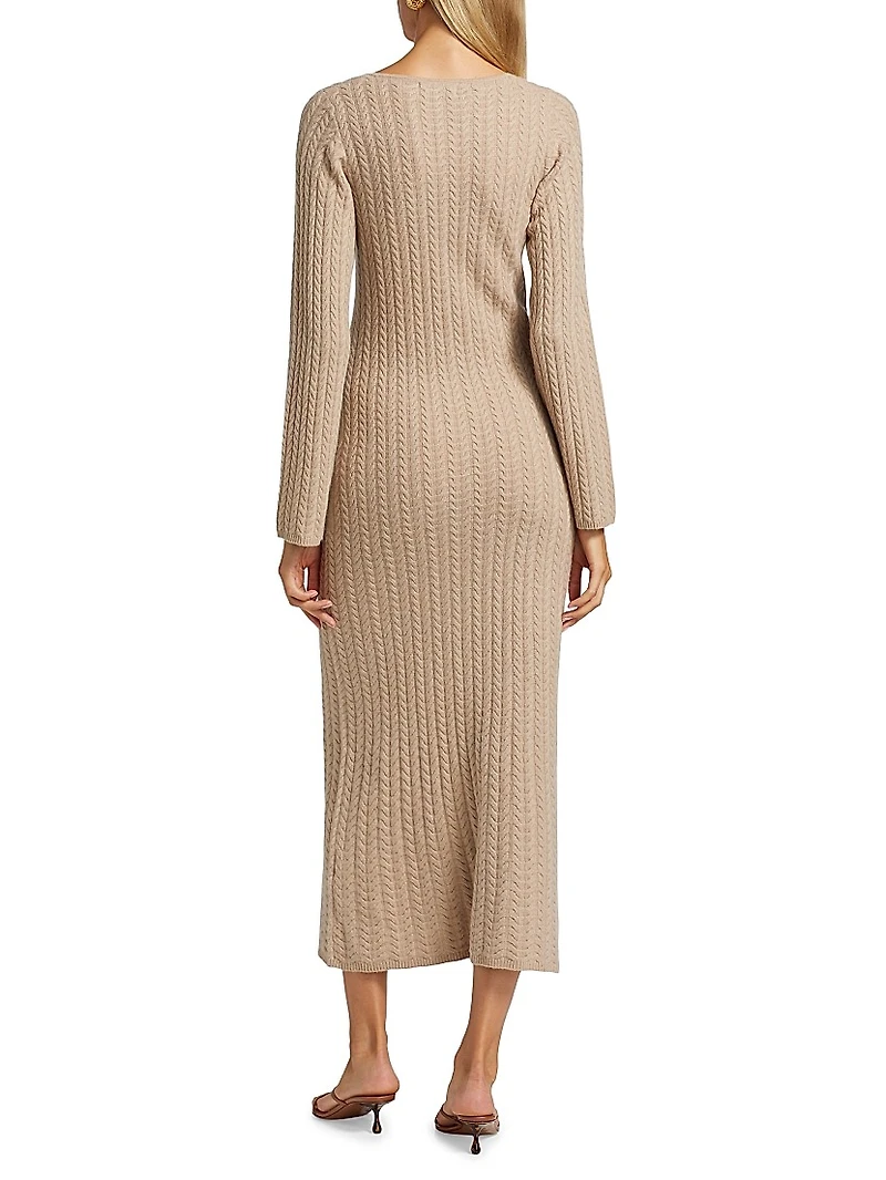 Wool & Cashmere Cable-Knit Midi-Dress