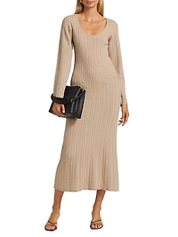 Wool & Cashmere Cable-Knit Midi-Dress