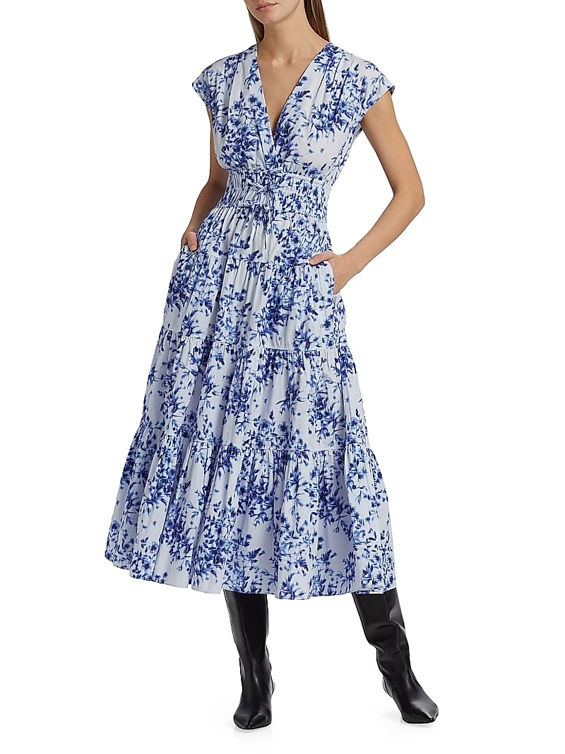 Fatima Cotton Floral Midi-Dress