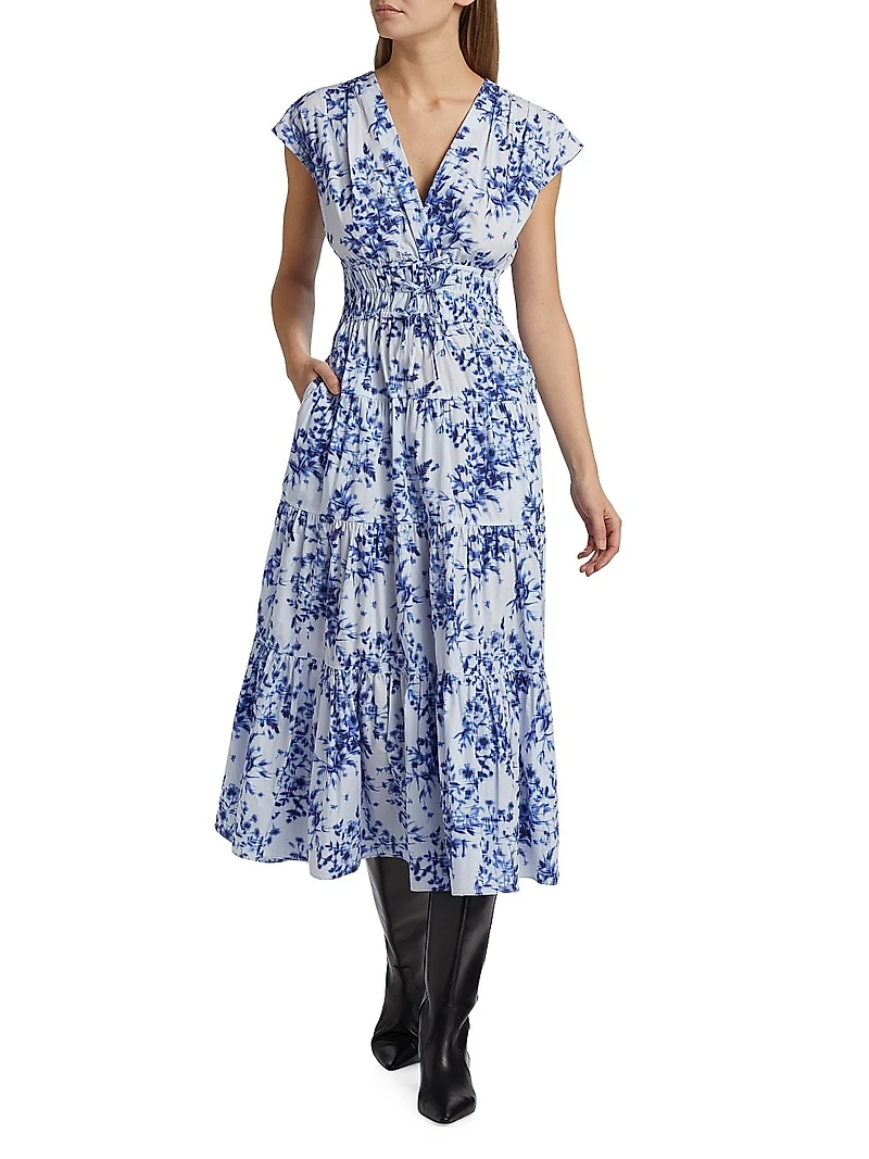 Fatima Cotton Floral Midi-Dress