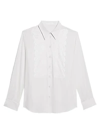Lace Relaxed Button-Front Shirt