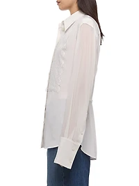 Lace Relaxed Button-Front Shirt