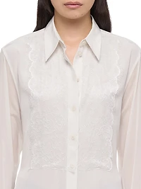 Lace Relaxed Button-Front Shirt