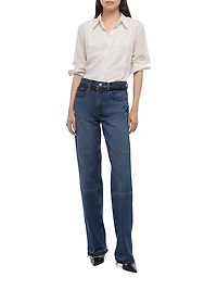 Lace Relaxed Button-Front Shirt