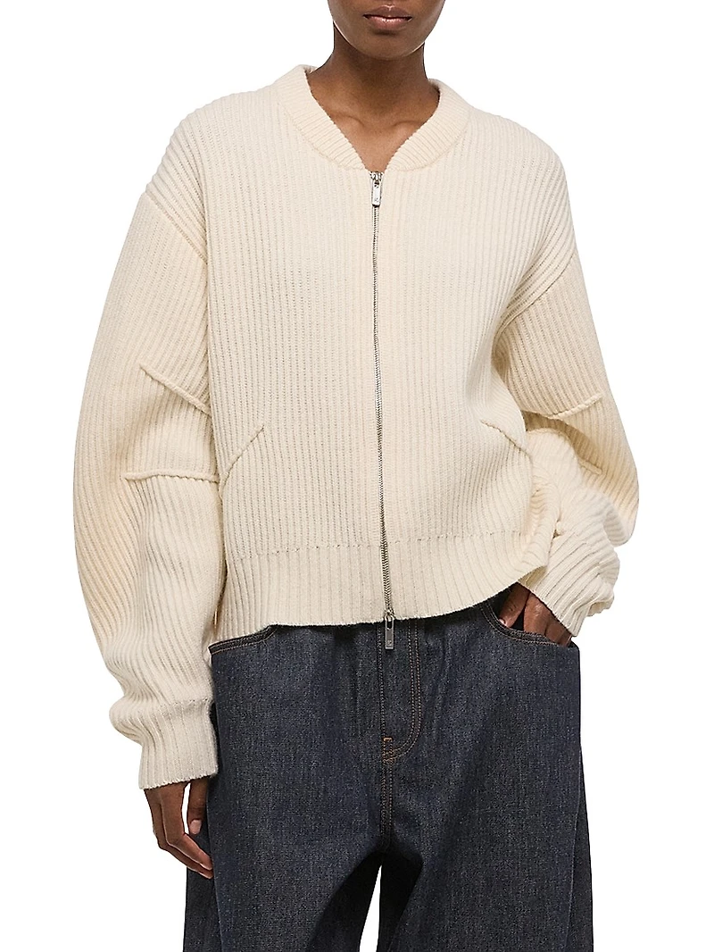 Apex Wool-Blend Zip-Up Cardigan