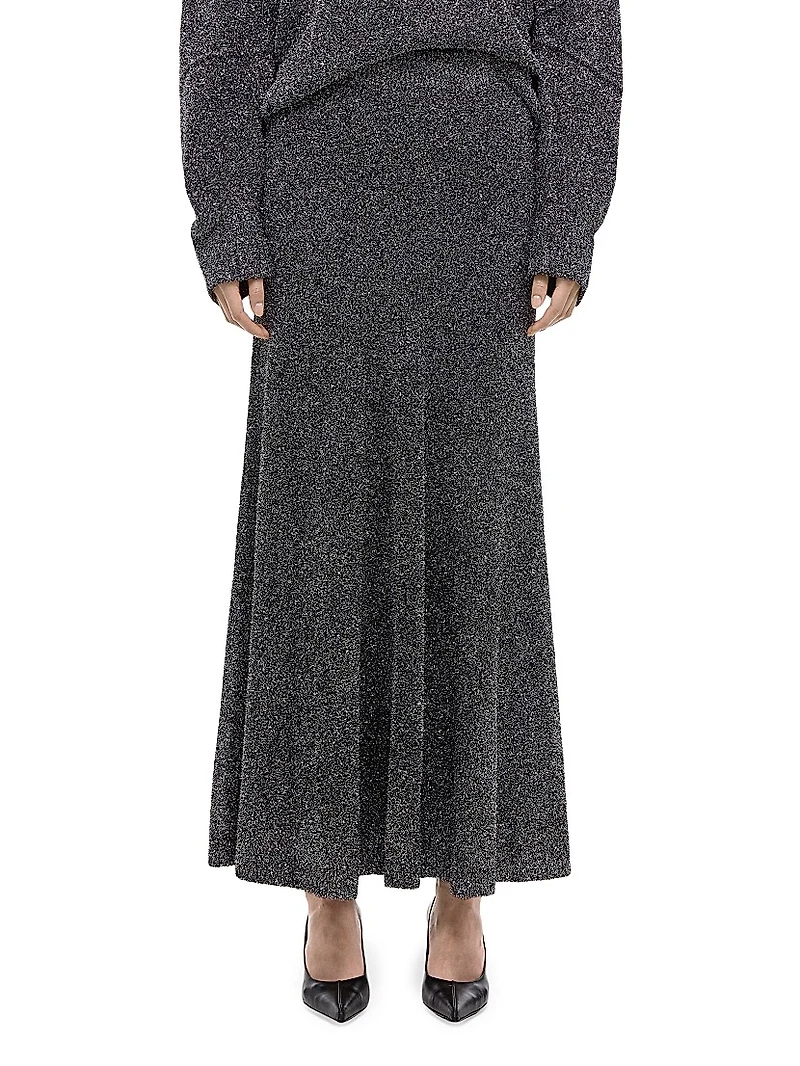 Metallic Knit Maxi Skirt