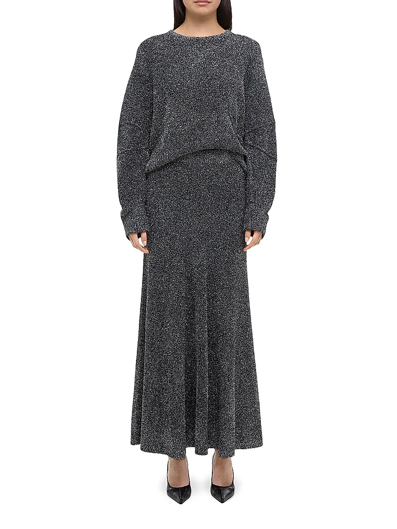 Metallic Knit Maxi Skirt