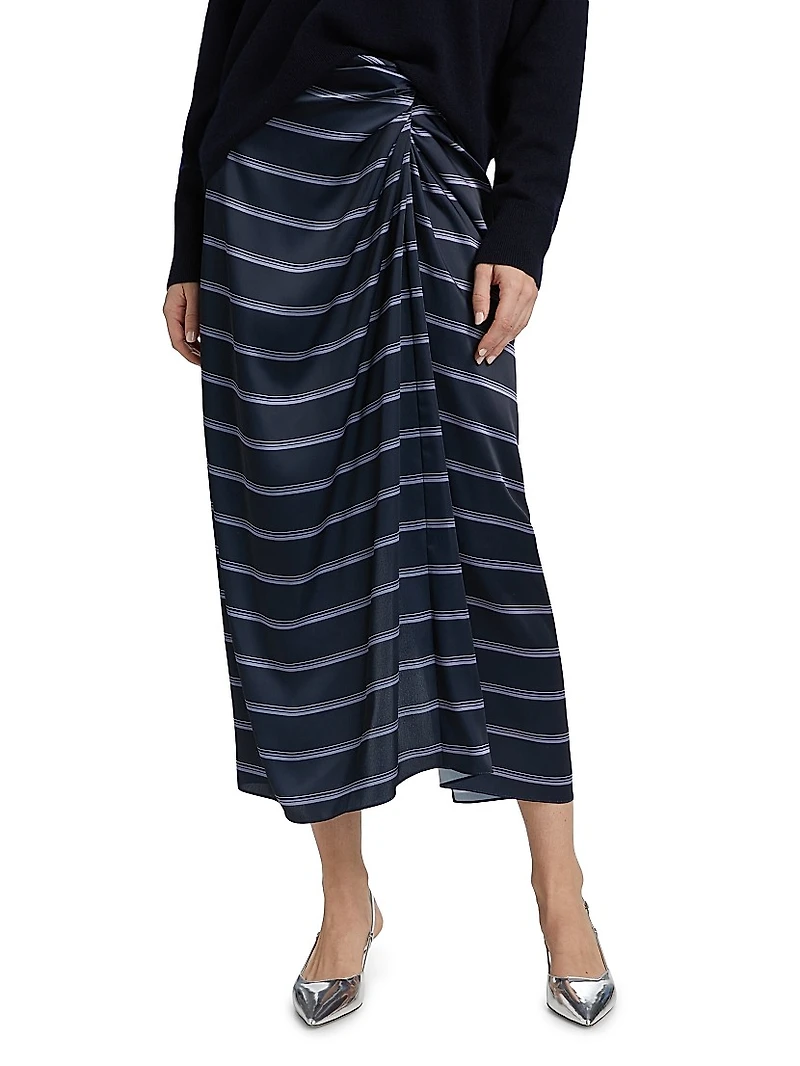 Rugby Stripe Gathered Skirt