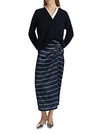 Rugby Stripe Gathered Skirt