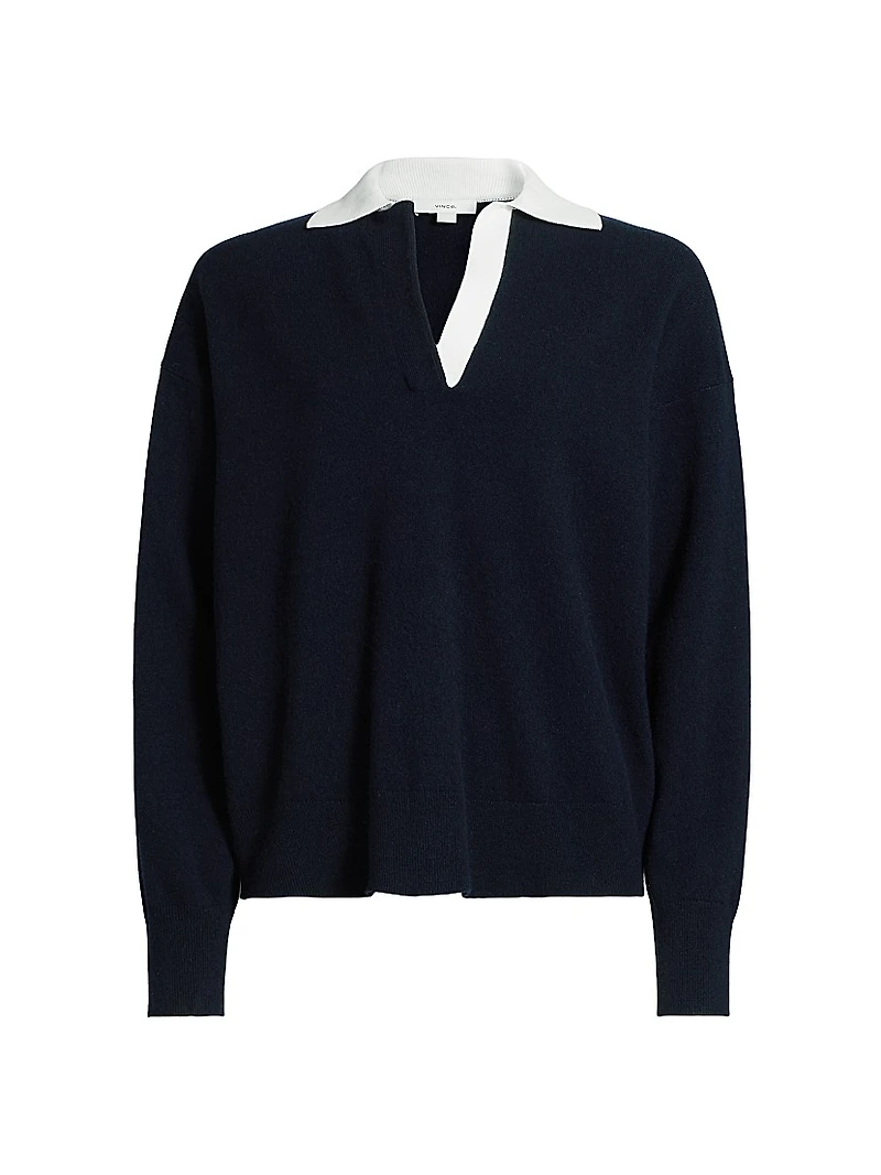 Contrast Collar Polo Sweater