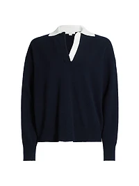 Contrast Collar Polo Sweater