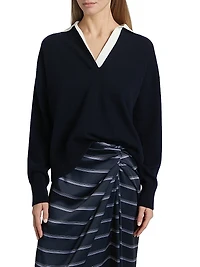 Contrast Collar Polo Sweater