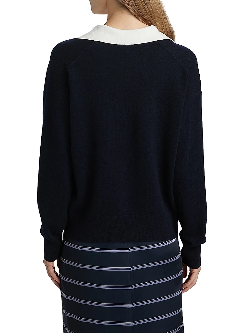 Contrast Collar Polo Sweater