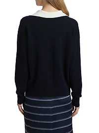 Contrast Collar Polo Sweater