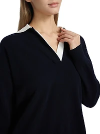 Contrast Collar Polo Sweater