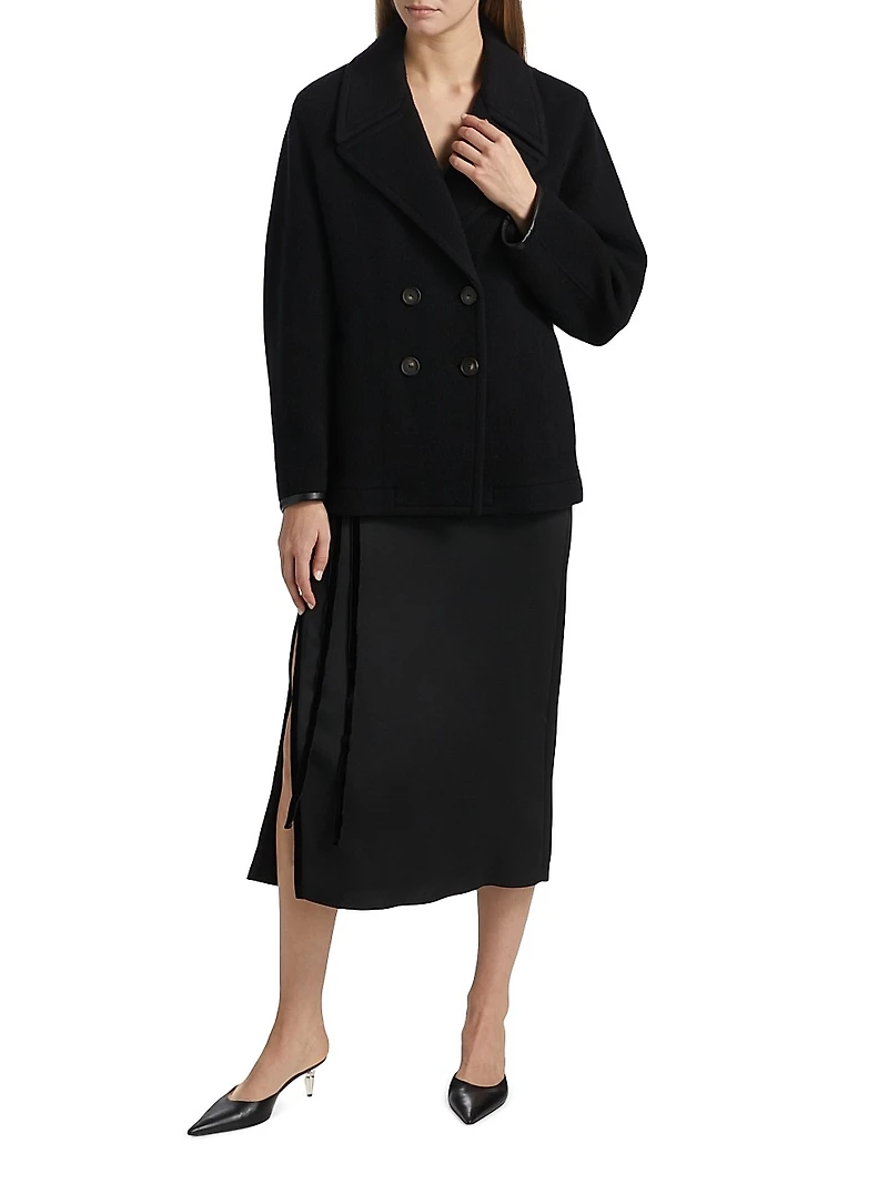 Boiled Wool Crop Peacoat