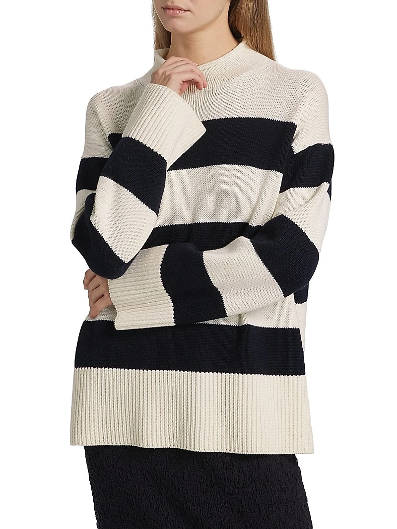 Oversized Striped Roll Neck Sweater