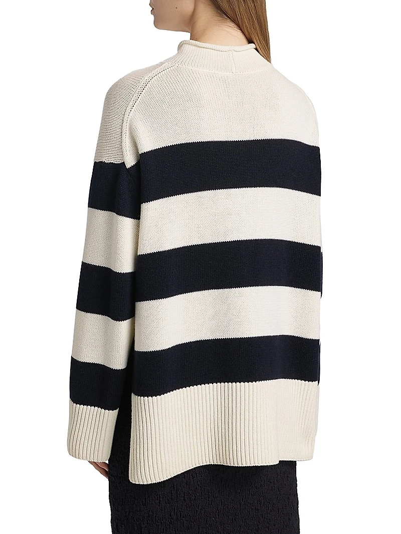 Oversized Striped Roll Neck Sweater